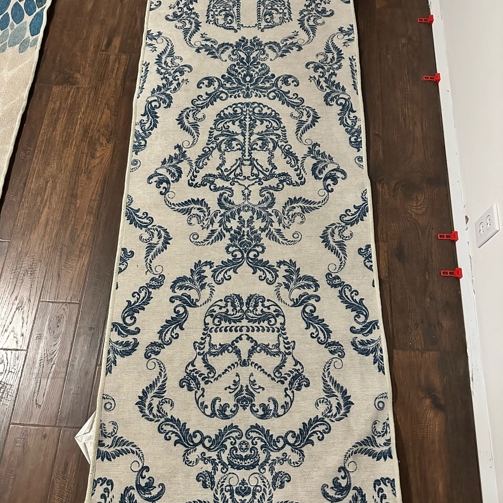 Ornate Blue and Cream Tapestry